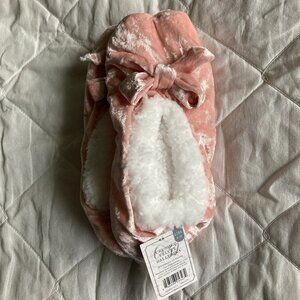 Crushed Velvet Ballerina Slippers -Pink- NWT